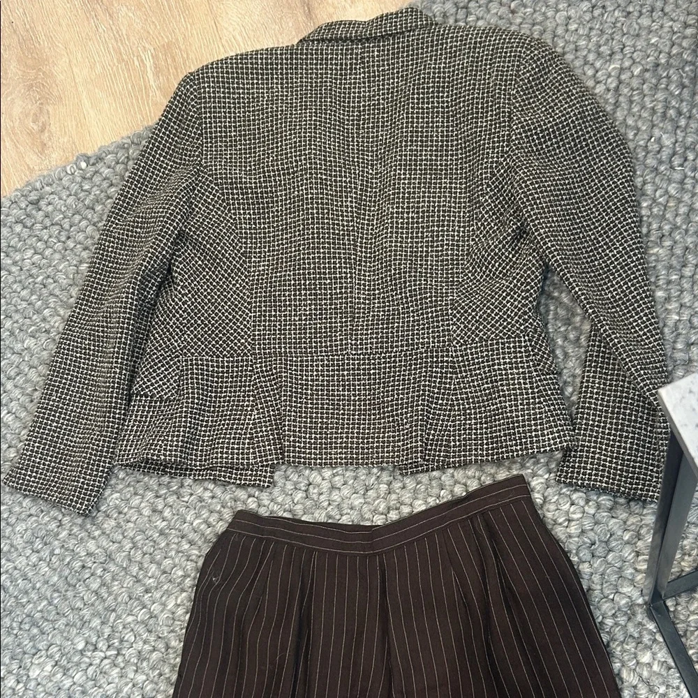 Christian Dior Vintage Chocolate Brown Wool Blend Suit Set Size 12